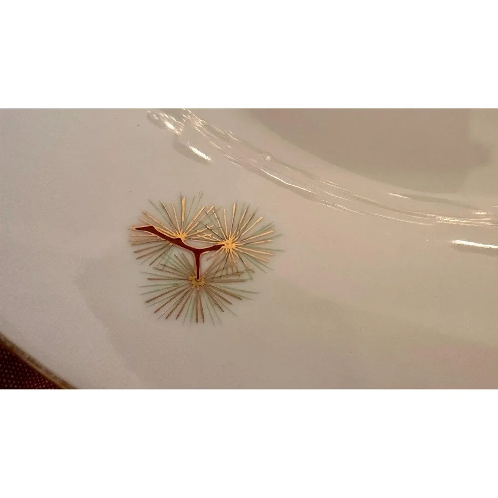 Vintage‎ Fukagawa Arita Serving Bowl: Hand-Painted Pine Cone, Gold Trim